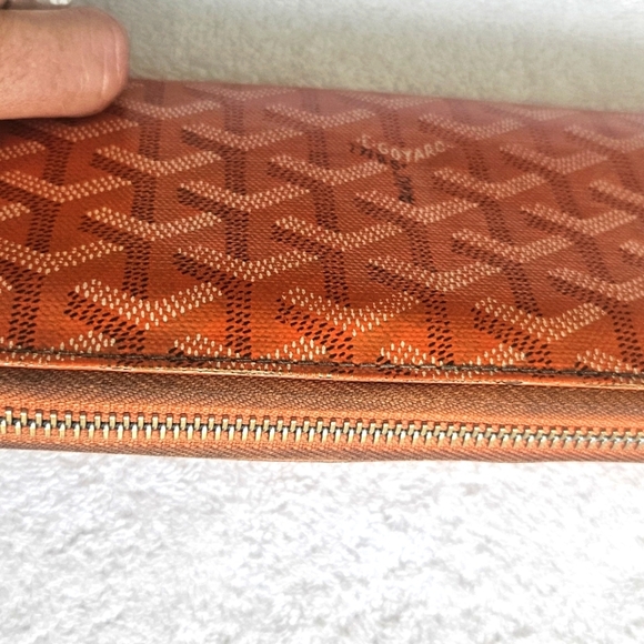 GOYARD Long Leather Wallet Matignon GM Wallet Orange Signature Chevron In Box - Picture 9 of 10